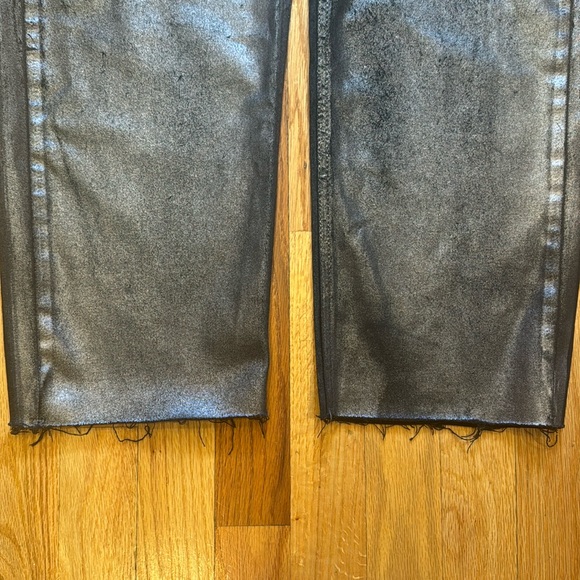 Boden Straight Leg Silver Metallic Cropped Trousers Raw Hem - Picture 8 of 9